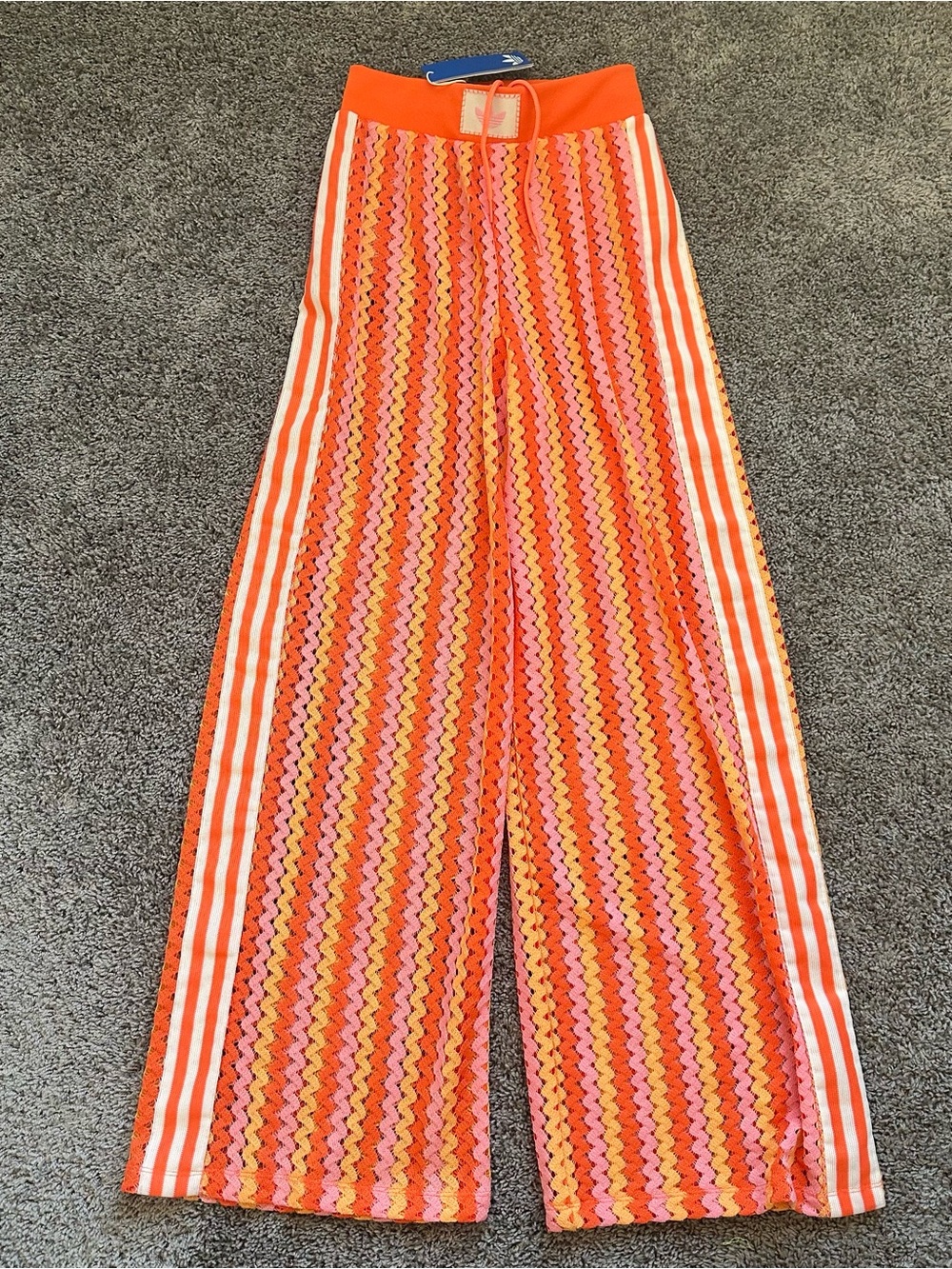 adidas Orange & Pink Wide-Leg Knit Pants